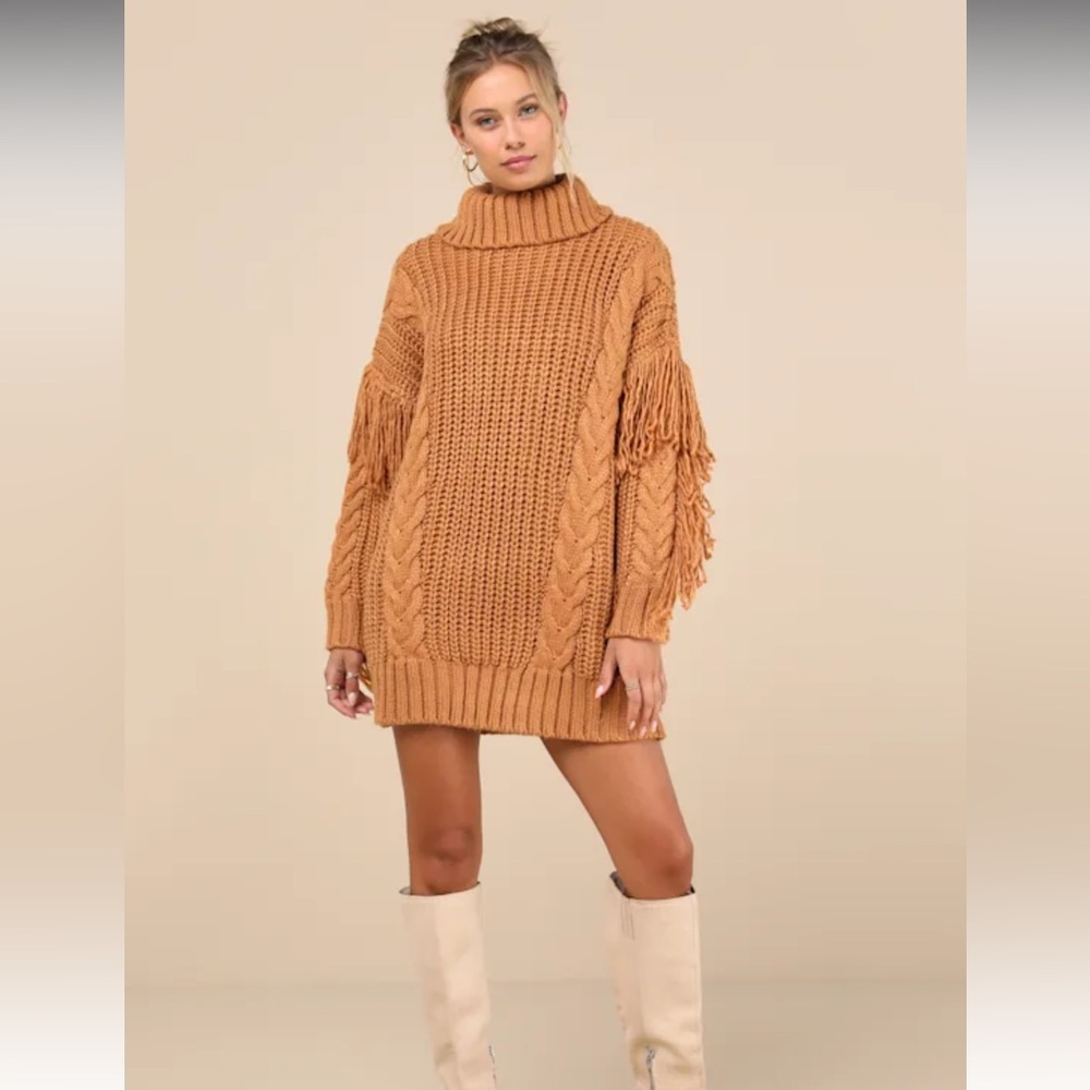 Fringe sweater dress